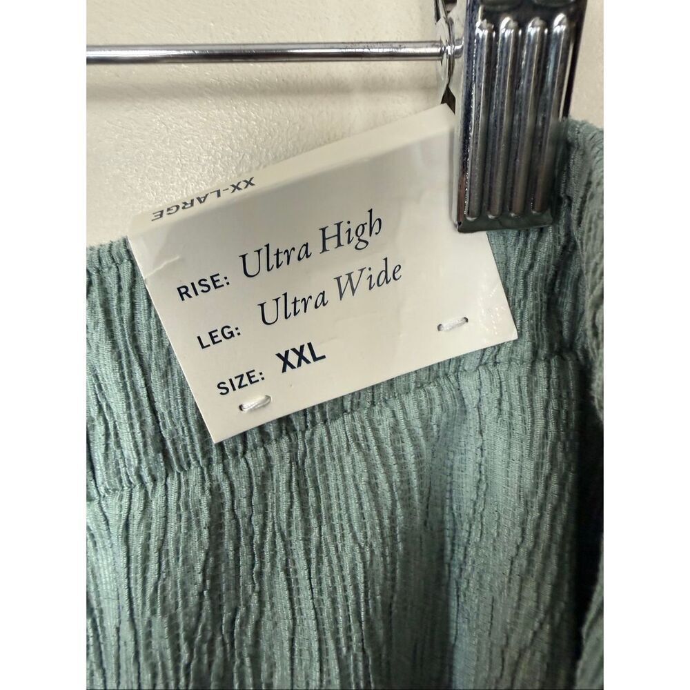 Abercrombie & Fitch Sage Green Ultra High Rise Ultra Wide Leg Crinkle Pants XXL - Picture 2 of 6
